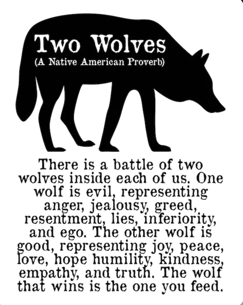 monafooks's tweet image. Better feed the good one! Starve the evil! 
#TwoWolves 
#GoodAndEvil