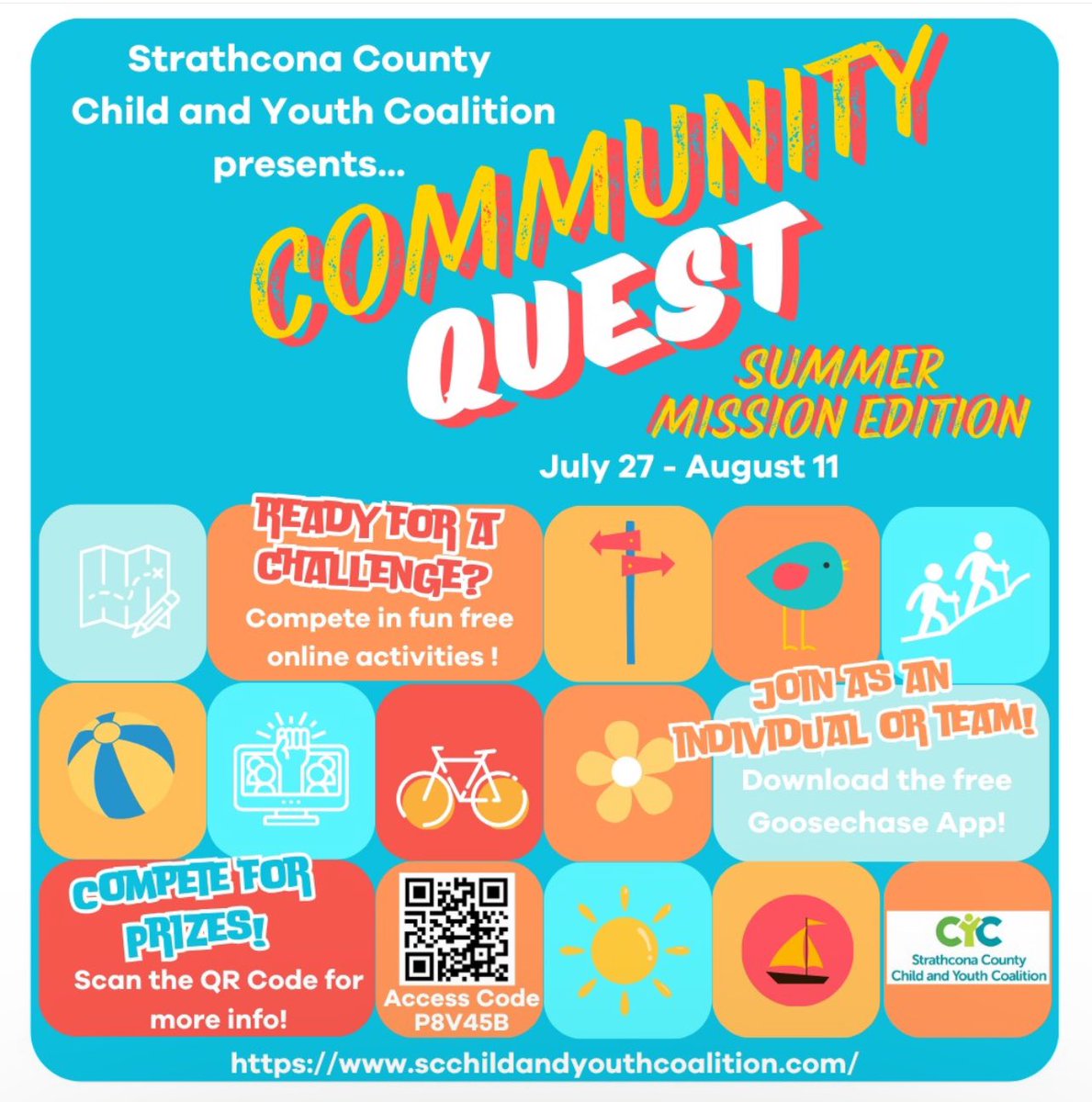 BGC Strathcona County (@bgcstrathcona) on Twitter photo <a href="/StrathcoCounty/">Strathcona County</a> Child and Youth Coalition is running a FREE summer challenge called Community Quest: Summer Mission Edition! You and your family can win PRIZES completing fun summer activities and submitting them to the GooseChase App. Head to the website below for info!!!! <a href="/StrathcoCounty/">Strathcona County</a> Child and Youth Coalition is running a FREE summer challenge called Community Quest: Summer Mission Edition! You and your family can win PRIZES completing fun summer activities and submitting them to the GooseChase App. Head to the website below for info!!!!
