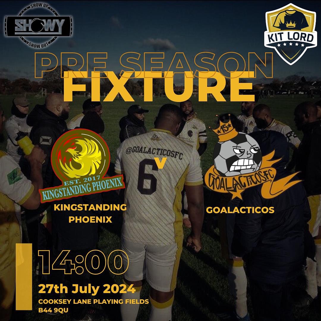 ⚫️🟡⚪️
PRE SEASON FRIENDLY
🆚 <a href="/KingsPhoenixA/">Kingstanding Phoenix 'A' FC</a> 
📆 SATURDAY 27TH JULY
📍 COOKSEY LANE [B44 9QU
🕝 2PM KICK OFF

#Football
#Soccer 
#England
#NonLeagueFootball
#SundayLeagueFootball
#GrassRootsFootball
#Walsall
#Lichfield
#YellowArmy