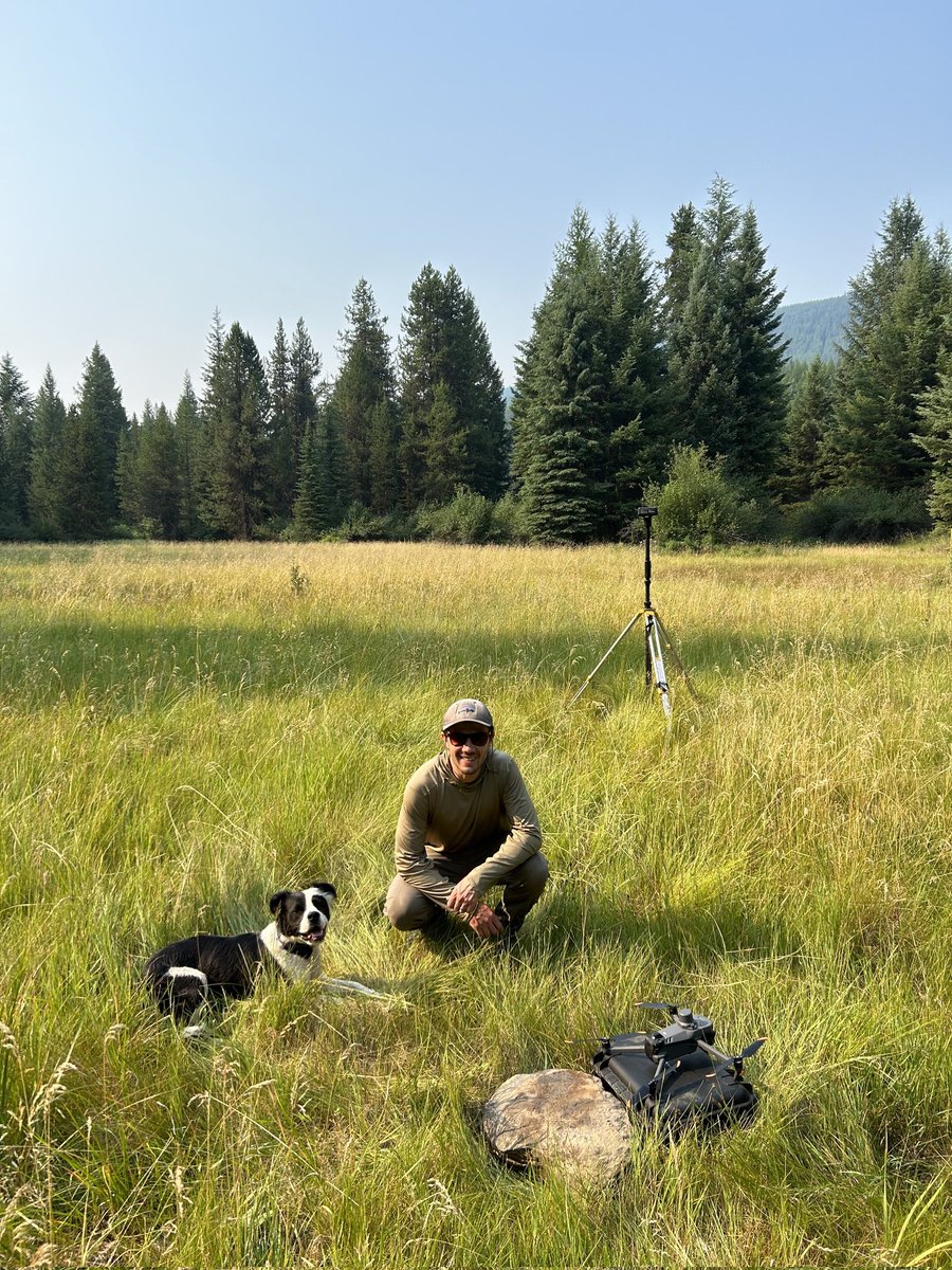 TUScience's tweet image. Louis Jochems, our #GISc Director, Jordan Fields, Aquatic Resiliency Scientist, and Wendall the dog, did some drone flights at restored Ninemile Creek outside of Missoula to inform carbon sampling planned for later this summer. #uas #remotesensing #carbon #restoration