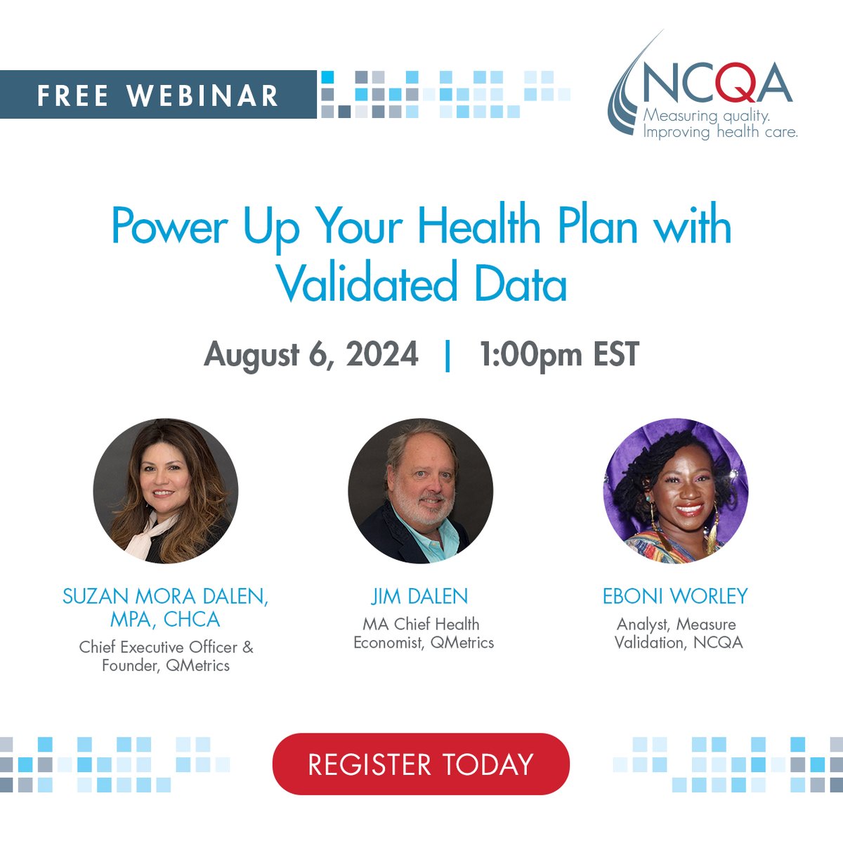 NCQA's tweet image. Want to know why it’s important to ask for validated data? Join our free #Webinar hosted by #NCQA and QMetrics, Inc. to explore the benefits of the #DataAggregator Validation program. Register today: bit.ly/3LAf8kR\

#HealthEquity