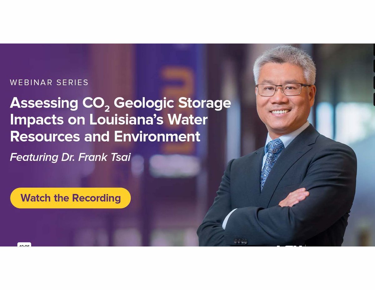 The LSU Institute for Energy Innovation hosted their first webinar to help us all understand the complexity of carbon storage and environmental concerns. Watch vimeo.com/990224597