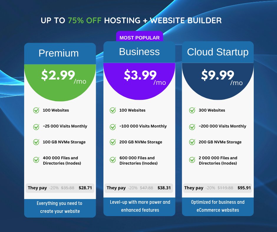 Massive Discount:
Limited Time Offer: 75% Off Hosting with Website Builder Included!
.
.
.
.
<a href="/followers/">はうはう</a>
#WebDevelopment #webhosting #webdesign #hosting #seo #offers #sales
bit.ly/45FGSNk