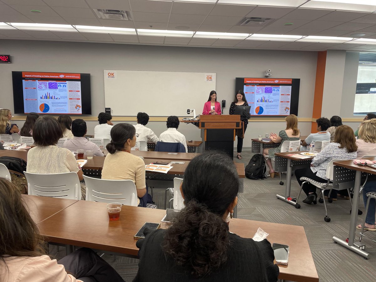 OSUMedicine's tweet photo. 🔬Recently, OKStars and Native OKStars students at OSU-CHS presented their final research projects. These talented young minds showcased their hard work and innovative ideas, highlighting the bright future of Native representation in STEM. https://t.co/YyB2zuSybj