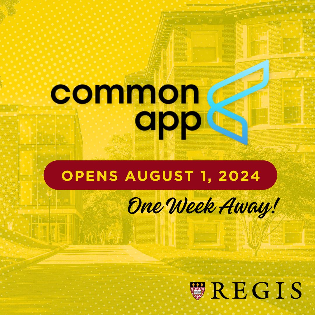 ONE WEEK AWAY!
The #commonapp officially opens August 1, 2024.
Explore all that Regis has to offer. The Regis Admission team is here to help you every step of the way.