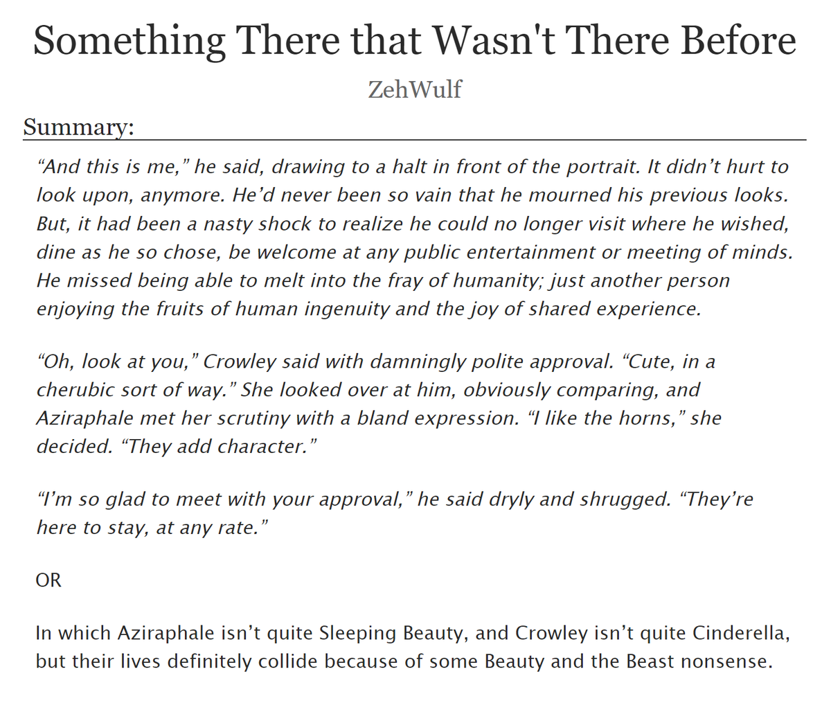 ZehWulf's tweet photo. Coming at you with another Beauty &amp; the Beast AU Good Omens fic lmao, but played in different key. It's fully prewritten, so I'll be posting a chapter every few days. Link below! https://t.co/2CJRzvCXYs