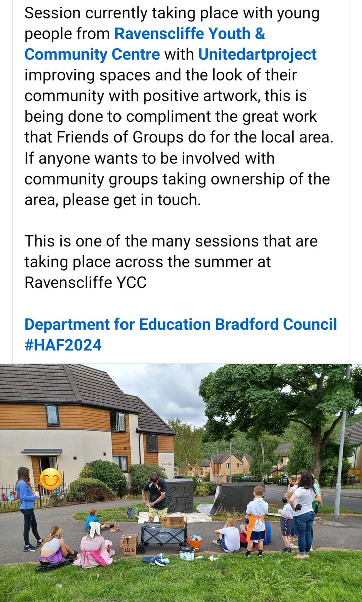 KayleMcCoy's tweet photo. Today was all about partnership working... Closer to home.
A lovely little project in #ravenscliffe #Bradford @educationgovuk @bradfordmdc @bradford2025 #HAF2024 https://t.co/VNc2wjcBaP