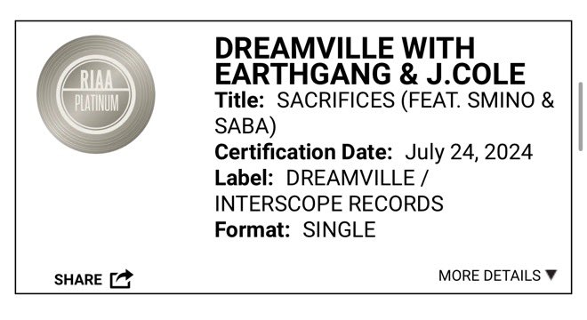 BarryHefner's tweet photo. When the B-side record goes Platinum @EarthGang @smino @sabaPIVOT @JColeNC @Dreamville https://t.co/LrIkG7A1Mn
