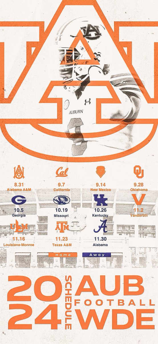 JPEG_Andy's tweet image. Auburn Football schedule wallpapers made by me on phone 🎨📱

🟠🔵🦅

Likes ❤️ and Reposts ♻️ are much appreciated 🫶🏼

@AuburnFootball @WarDamnStool @CamColeman12 @AsanteAssassin 

#AuburnFootball #WarEagle