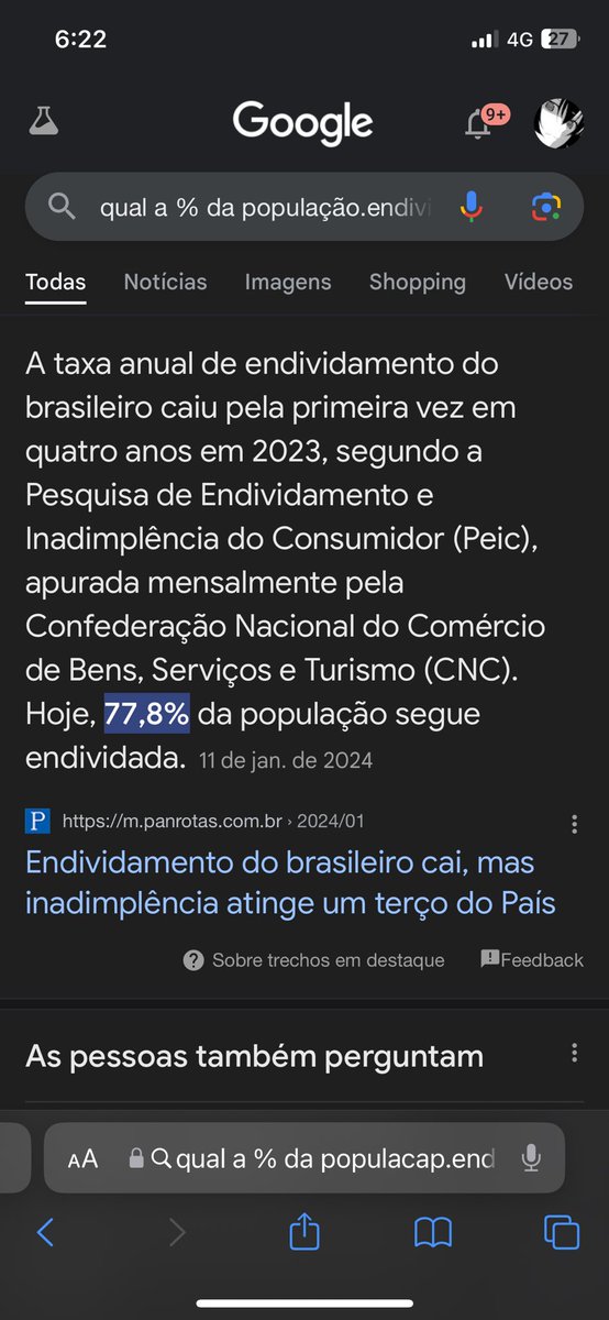 dudu7ss's tweet photo. @feh2021 @Flaviamaynarte kkkkkkkk pprt, vai morar fora e continuar opinando no brasil onde temos mais de 60% da população endividadas https://t.co/fQgRNlu1Hm