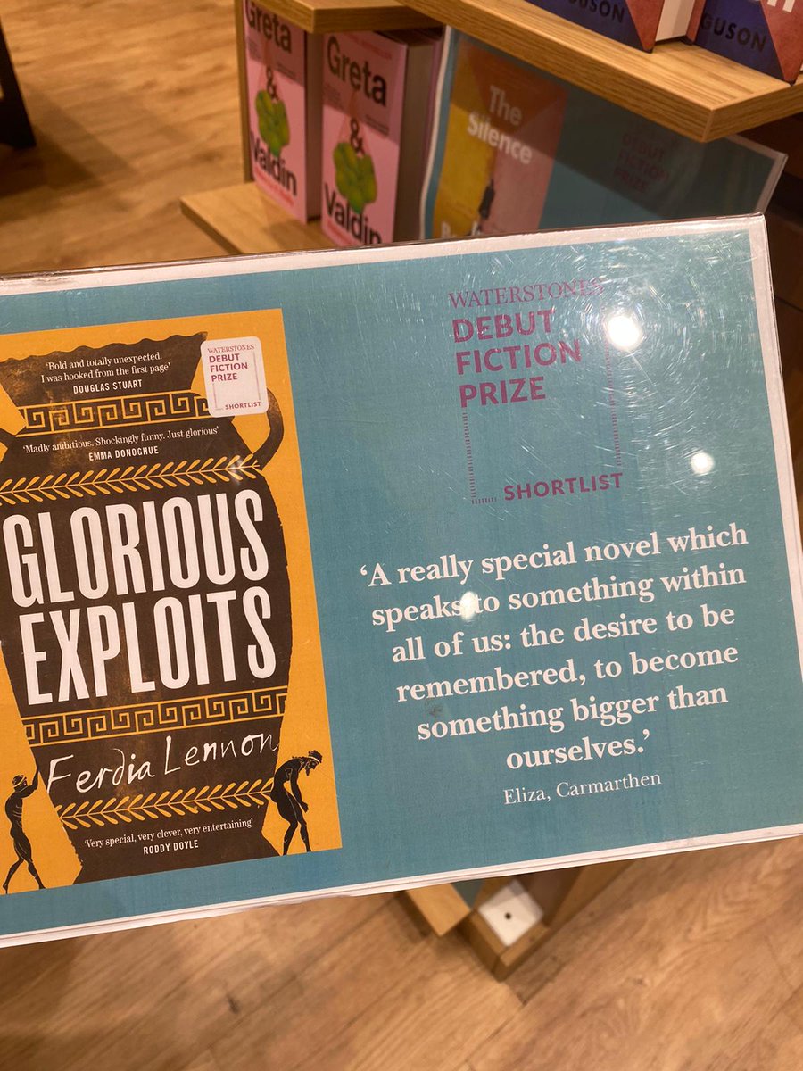 WstonesCarm's tweet image. The winner of the Waterstones Debut Fiction Prize 2024 is #GloriousExploits by Ferdia Lennon! 

A huge congratulations from all of us in Waterstones Carmarthen - this was a firm favourite of Bookseller Eliza's

#WDFP 
@PenguinHuddleUK