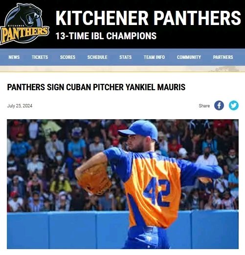 TVEspirituana's tweet photo. El lanzador de los Gallos Yankiel Mauris llegará el 31 de julio a Canadá, donde será parte de las Panteras de Kitchener en la Liga Intercondados de Ontario.
#SanctiSpírirusEnMarcha #SanctiSpiritusEn26 #DeporteCubano #baseb https://t.co/qzFtqeJfi5