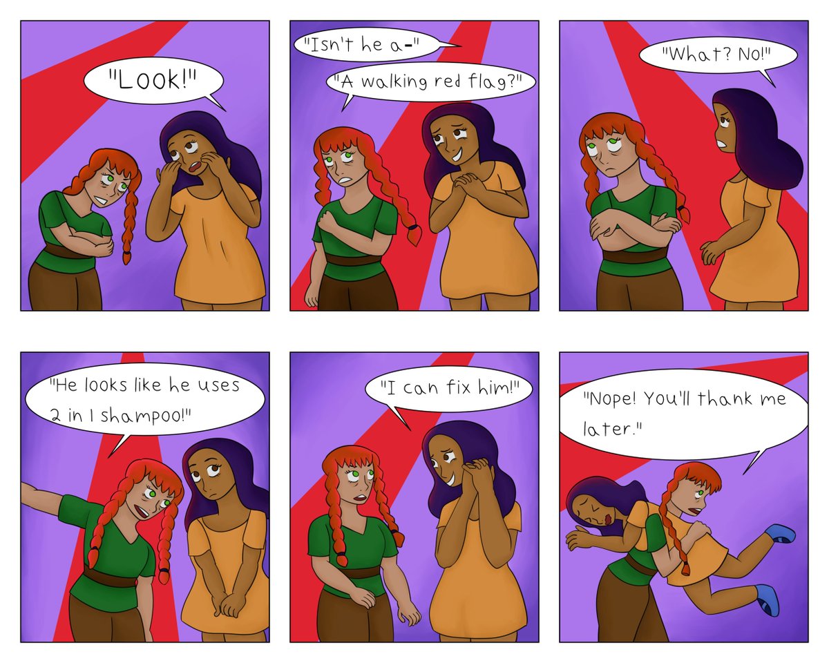 Red Flag 🚩
"Our hero Thorn helps Lucia escape from a terrifying fate with someone whose hair is not quite clean, but not quite moisturized."
Comic by Clay Borsenik
🔗 Link in bio to read more!

#chicagoart #creativityclubhouse #wholesome #wholesomezine #intern #internship #comic