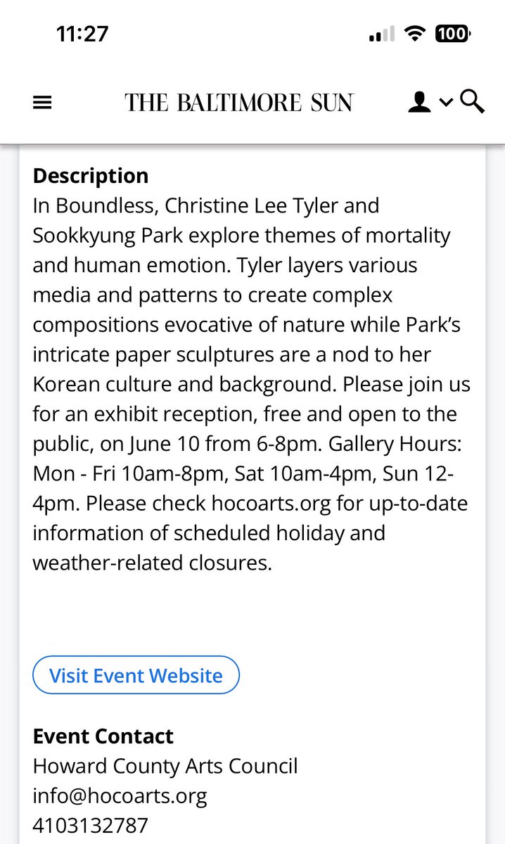 Christine Lee Tyler (@chrstnleetyler) on Twitter photo Happy to get this small write up in the <a href="/baltimoresun/">The Baltimore Sun</a> with @sookkyung_arts ! If you are in the #DMV area please check it out at <a href="/hocoarts/">HoCo Arts Council</a> !! #art #artist #artwork #ArtistOnTwitter #artontwitter #baltimoresun #dc #virginia #maryland #baltimore Happy to get this small write up in the <a href="/baltimoresun/">The Baltimore Sun</a> with @sookkyung_arts ! If you are in the #DMV area please check it out at <a href="/hocoarts/">HoCo Arts Council</a> !! #art #artist #artwork #ArtistOnTwitter #artontwitter #baltimoresun #dc #virginia #maryland #baltimore