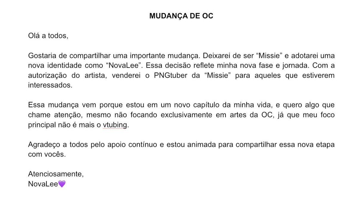 vallorieVT's tweet photo. Boa tarde! Passando para comunicar a mudança de oc. Amei ser Missie, mas agora estou num capítulo diferente. Espero que, assim como eu, gostem da nova identidade! ✨ *Em breve postarei sobre a venda do PNG da Missie.
#VTuber #NovaLee https://t.co/rsnAiFzUIV