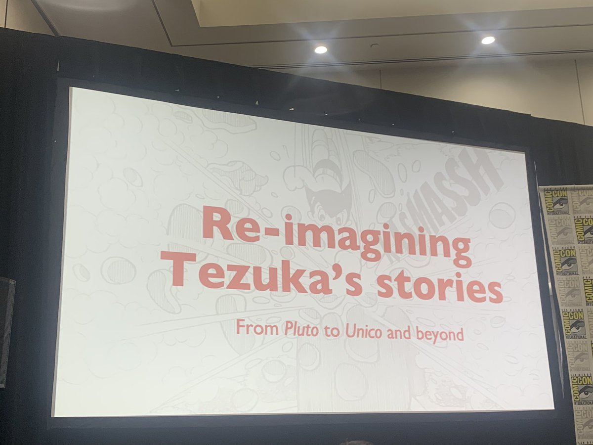 Starting my first panel of #SDCC2024 strong with the Reimagining Tezuka Manga panel featuring <a href="/debaoki/">Deb Aoki</a>, Ben Applegate (translator, Search &amp; Destroy), and Samuel Sattin (author, Unico Awakening)!