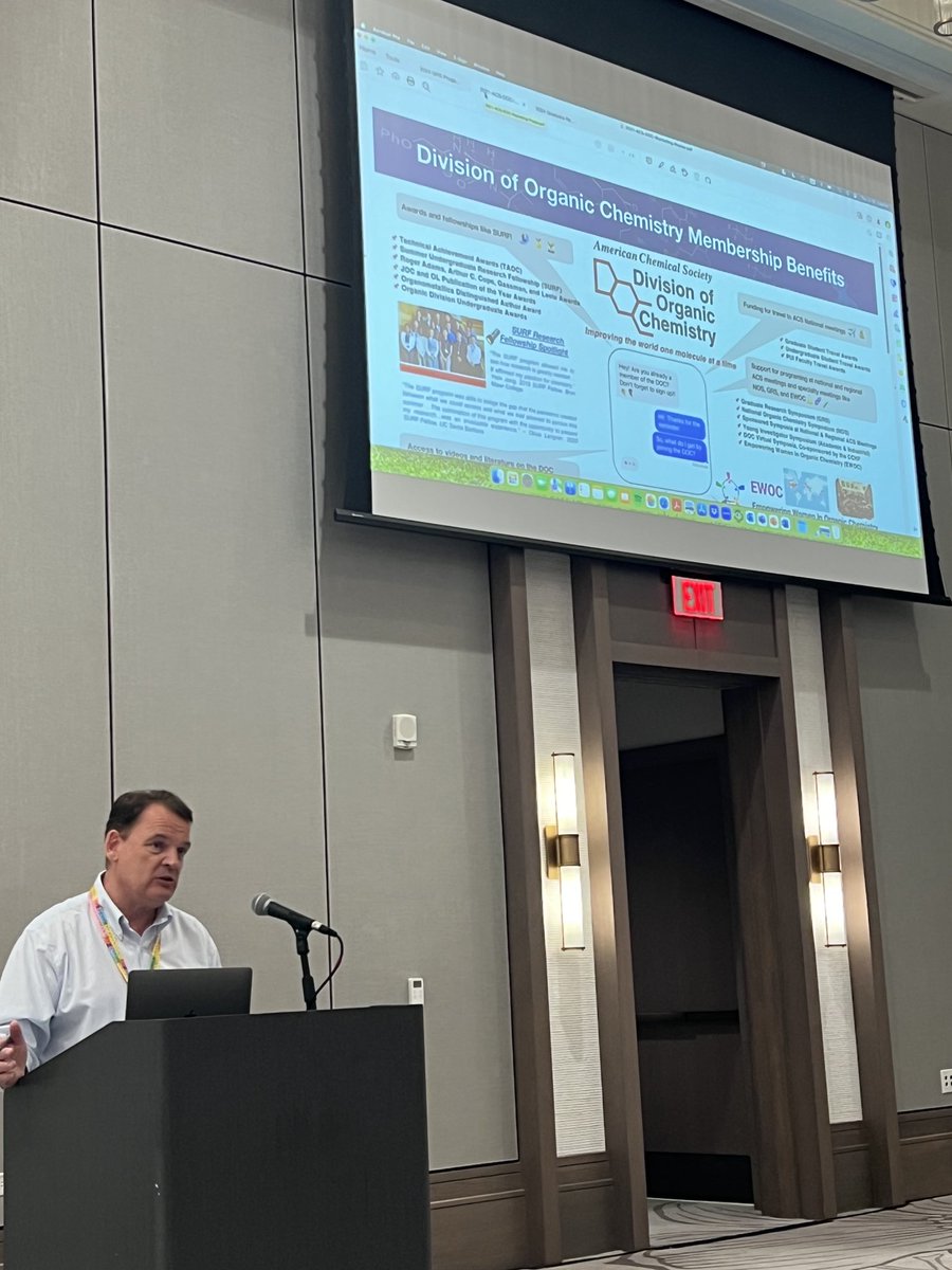 Opening remarks by ⁦<a href="/pandrewevans/">P. Andy Evans</a>⁩ ⁦<a href="/ACSorganic/">ACS Organic Division</a>⁩ Graduate Research Symposium (GRS). Andy discussed the history of the GRS and the benefits of being a member of the Organic Division. We thank all the sponsors of the #2024ACSGRS!