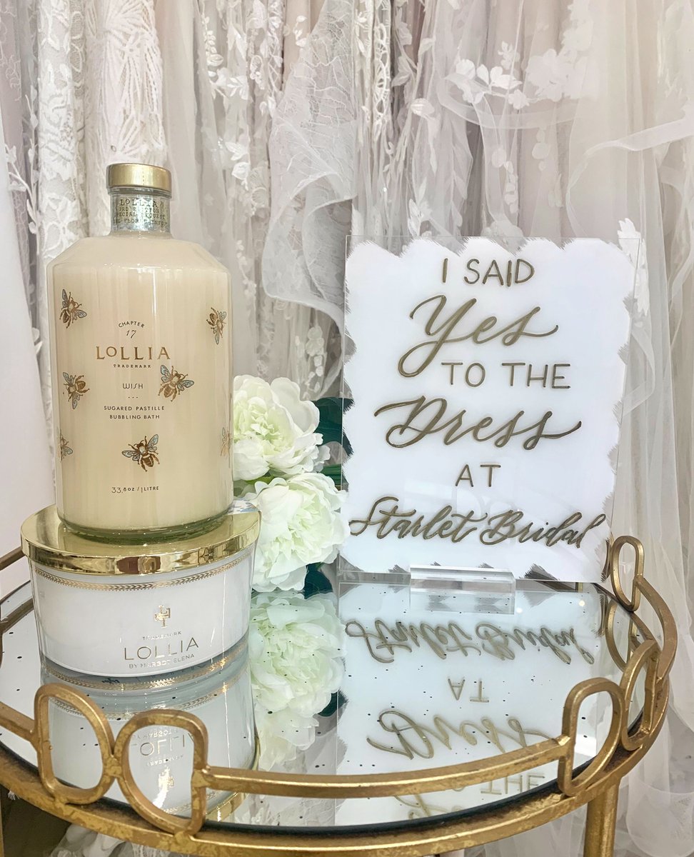 Embrace the excitement of your wedding day and leave all your worries behind as you find your perfect gown at Starlet Bridal. Reward yourself and relax with the delightful aroma of LOLLIA 'Wish' bubble bath afterward. 
l8r.it/wIMG