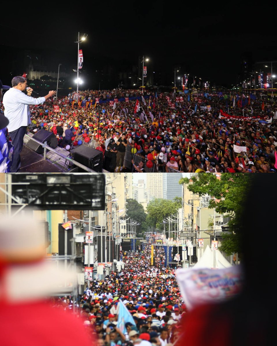 ¡𝗟𝗔 𝗣𝗔𝗧𝗥𝗜𝗔 𝗩𝗘𝗡𝗖𝗘𝗥𝗔́! El cierre de campaña del presidente Nicolás Maduro en #Caracas ha sido apoteósico. Sin duda alguna este 28 de julio el gallo pinto <a href="/NicolasMaduro/">Nicolás Maduro</a> ganará las elecciones de la mano de un pueblo que lo apoya.