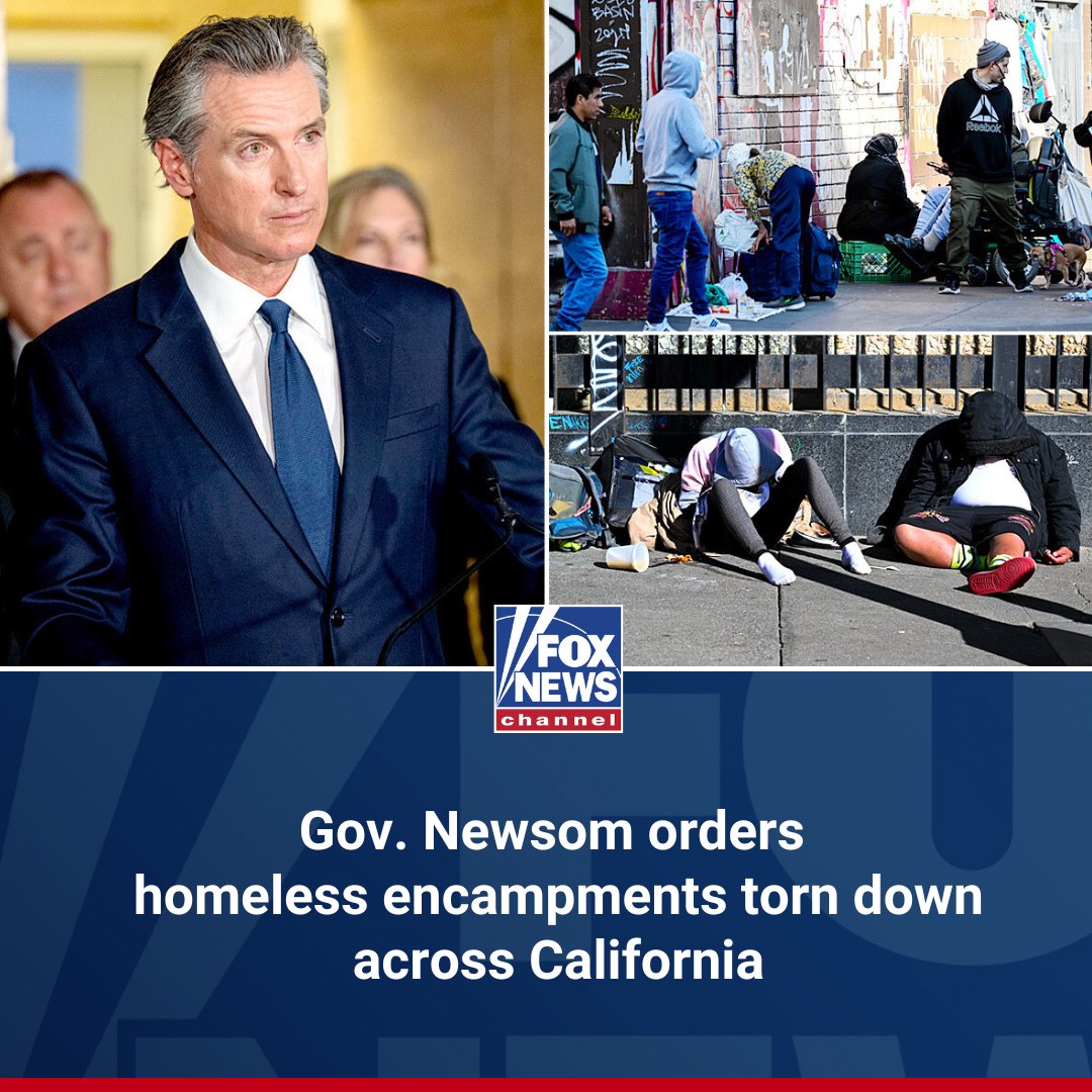 'NO MORE EXCUSES': Gov. Gavin Newsom (D-CA) has issued an executive order ordering California officials to dismantle homeless encampments across the state. His official statement: trib.al/pePck6Q