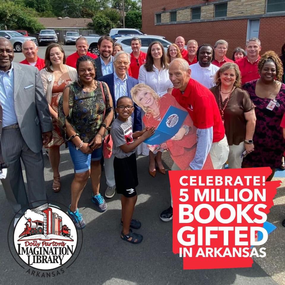clarketucker's tweet image. Today, we mailed the 5 millionth book from @dollyslibrary to Arkansas children!  That is not a typo, Arkansas kids have received 5 million books, free to their families, from the Imagination Library. This is making a real difference in these kids’ lives. And we are far from done!