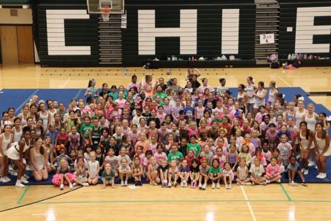 shannonbed's tweet photo. What a great time was had by all at the McIntosh Cheerleading Youth Summer Camp! We hope to see ALL 175 of our campers back again next summer! 
💚🖤🤍 Goooooo Chiefs! https://t.co/uhmR81bhDY