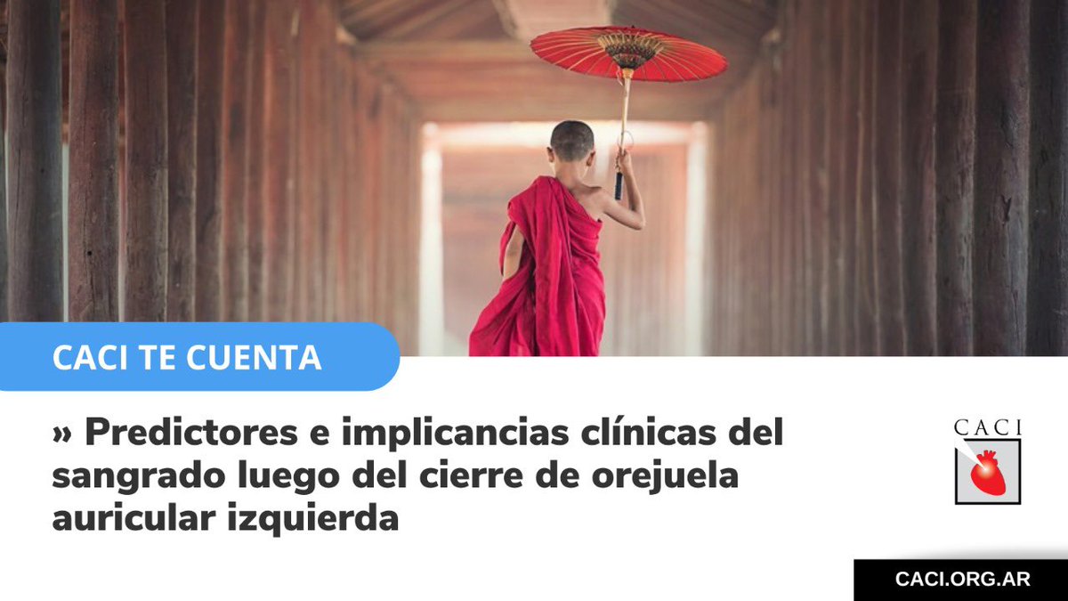 CACIarg's tweet photo. Predictores e implicancias clínicas del sangrado luego del cierre de orejuela auricular izquierda, por el Dr. @CMGarmendia

🔗 Léalo en https://t.co/mZxhharBap

#LAAO #bleeding #hemorragia #VARC2 #death #DAPT #intervention #FA #arritmia #AF #appendage #gastrointestinal #platelet https://t.co/I0HJCcy5PW