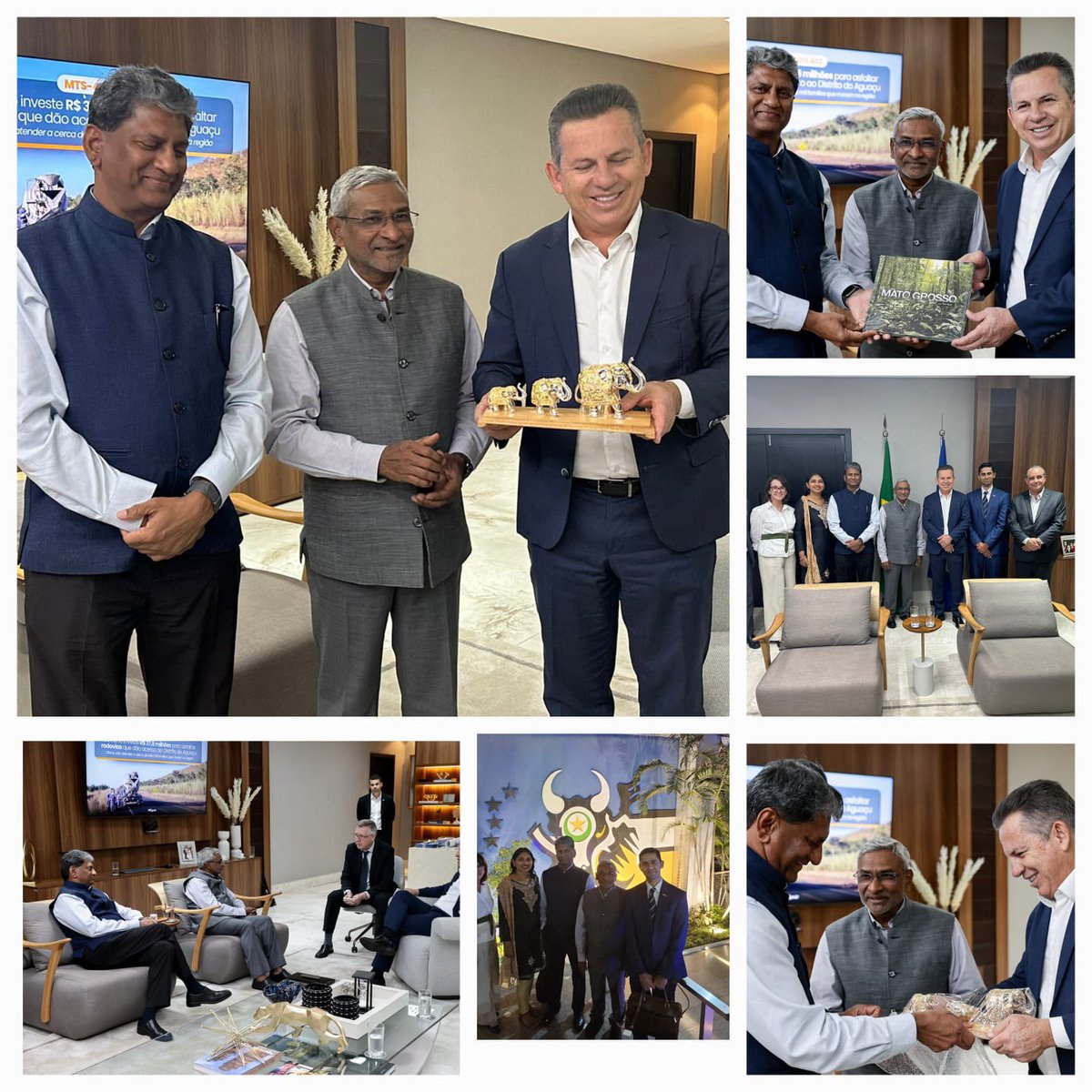 Secy (ER) Dammu Ravi &amp; <a href="/AmbSKReddy/">Suresh Reddy</a> met Governor of Mato Grosso H.E Mauro Mendes &amp; discussed promotion of trade &amp; technical cooperation. 

Mato Grosso is agribusiness powerhouse, Governor fondly remembered his trip to 🇮🇳 with 75 businessmen,noted potential for strong partnership.