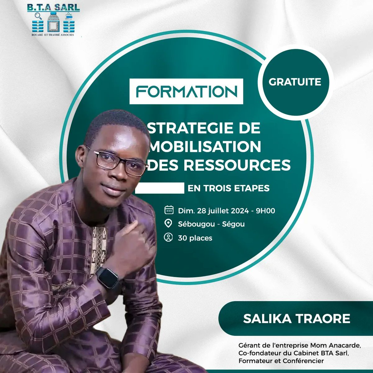 Salikatraore's tweet photo. Une opportunité de formation le Dimanche à Ségou. Soyez prêt, nous sommes là. Uniquement pour les entrepreneurs et aspirants Entrepreneurs. Réservation https://t.co/HOD8STgLYQ
#BTASARL #OpportunitéBTAsarl https://t.co/whfEPyIwpo
