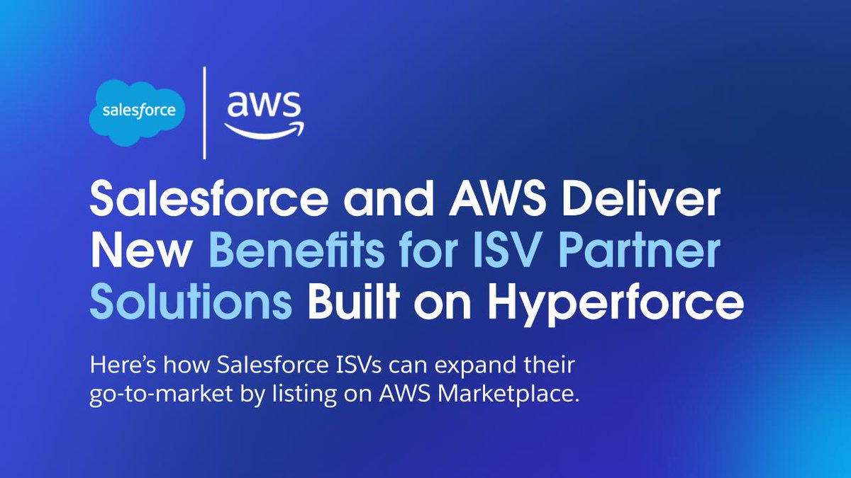 partnerforce's tweet photo. We are excited to launch the Salesforce ISV Fast Track program with @AWS! Salesforce ISVs built on Hyperforce can now benefit from accelerated onboarding and go-to-market expansion. 

Learn more: https://t.co/YOHJlC00hW https://t.co/uftCXxa2up