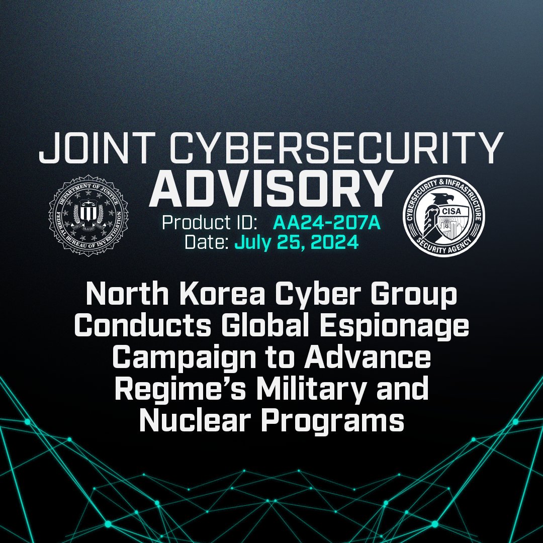 The #FBI and its partners have released a joint #CybersecurityAdvisory to highlight cyber espionage and ransomware activity associated with the North Korean Reconnaissance General Bureau. Click for TTPs and mitigations: ic3.gov/Media/News/202…