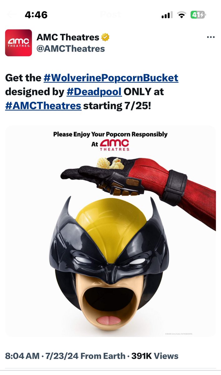 rambo43_hahn's tweet photo. @WolverineMovie @AMCTheatres @Doaly Yes $AMC ROCKS #AMCperfectlypopcorn #WolverinePopcornBucket https://t.co/aU4CcjJk86