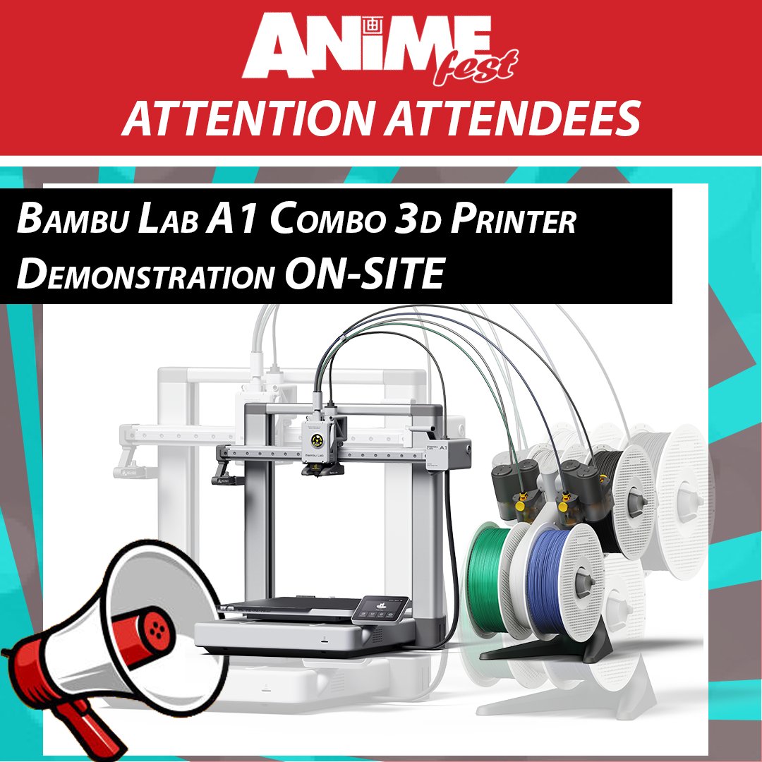 Always wanted to see a 3d printer in action? @bambulab_official has graciously donated a A1 Combo 3d printer for us to showcase onsite during the convention! 
Don't forget that you can win a Bambu Lab 3d printer in both of our cosplay contests this weekend!