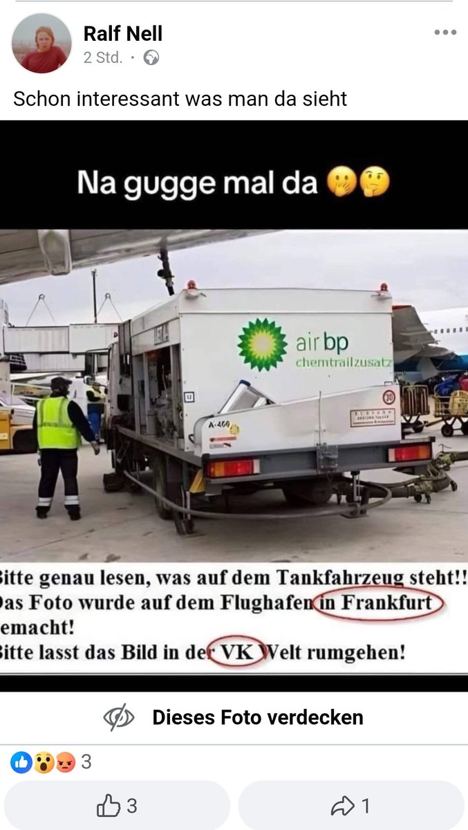 #Chemtrail Ralle von der #noafd #Siegen #Wittgenstein ist da etwas ganz ganz großem auf der Spur. Der glaubt das wirklich. Es ist auch nicht das erste mal das es mit diesem Verschwörungsschwachsinn auffällt. 
ChemtrailSmiley
<a href="/tplachner/">Tim Plachner</a>