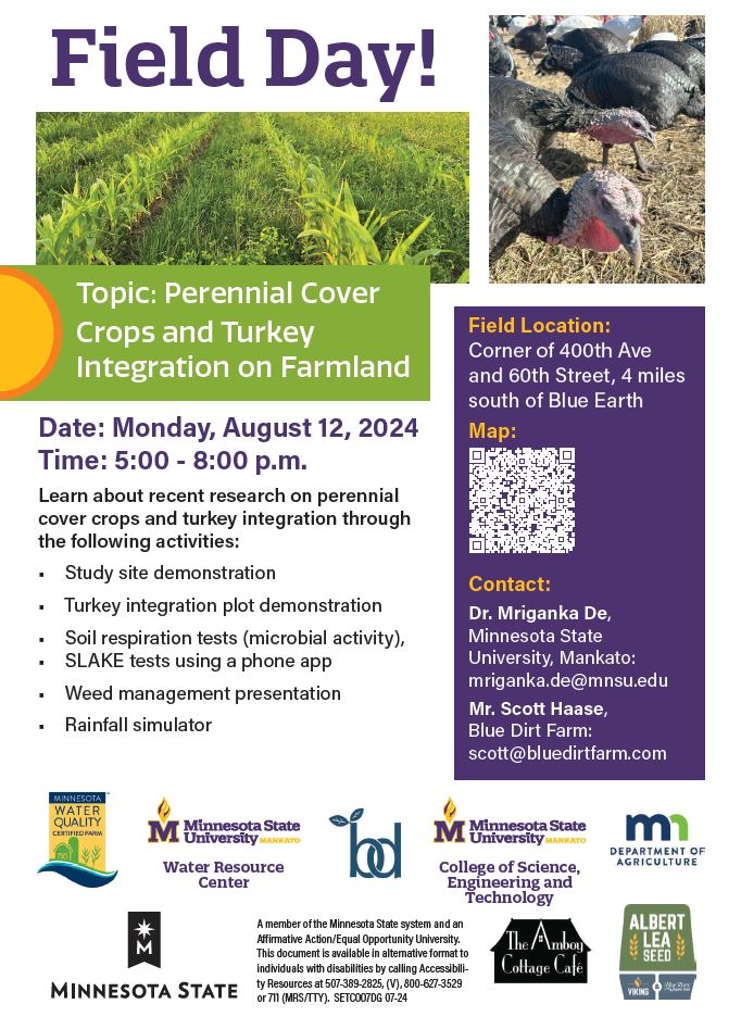 FIELD DAY - Aug  12th at 5-8 pm

Learn about recent #research on #perennial #covercrops and #turkey Integration 

FREE FOOD by <a href="/AmboyCottage/">Amboy Cottage Café</a>  

Thanks to <a href="/MNagriculture/">Minnesota Department of Agriculture</a> <a href="/scott_bluedirt/">Scott Haase</a> <a href="/CSET_MNSU/">CSET at MSU Mankato</a> <a href="/MNSUMankato/">Minnesota State Mankato</a> <a href="/alseedorganics/">Albert Lea Seed</a> 
Hope you can make it!