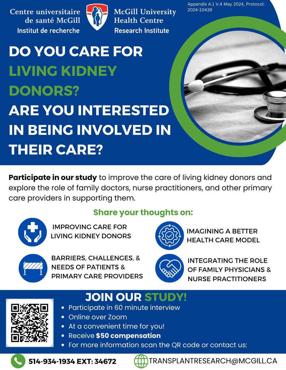 Can-SOLVE CKD Network - Le réseau Can-SOLVE CKD (@cansolveckd) on Twitter photo Are you a registered or retired family #physician? 🩺
#Researchers at <a href="/cusm_muhc/">Centre universitaire de santé McGill</a> are seeking feedback on models of care for living kidney donors and living kidney transplantation.
Follow the link to sign up 👉 bit.ly/4didOPy
#LKD #KidneyCare Are you a registered or retired family #physician? 🩺
#Researchers at <a href="/cusm_muhc/">Centre universitaire de santé McGill</a> are seeking feedback on models of care for living kidney donors and living kidney transplantation.
Follow the link to sign up 👉 bit.ly/4didOPy
#LKD #KidneyCare