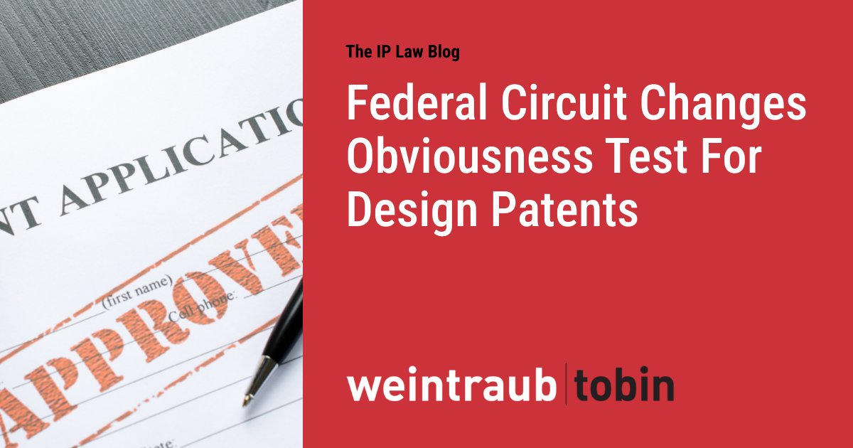 Federal Circuit Changes Obviousness Test For Design Patents dlvr.it/TB4XGl