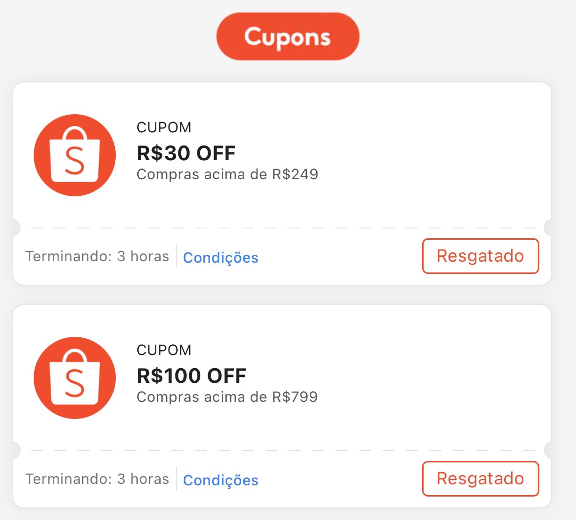 sddescontos's tweet photo. 🚨 CUPONS ESGOTANDO 🎟️

• R$30 off - APP TODO
• R$50 off - tecnologia
• R$60 off - móveis
• R$65 off - automóveis e motocicletas

🔥 RESGATE AQUI: https://t.co/hljO4WQxjU

#CoberturaSD #MegaQuinta #ShopeeBR https://t.co/7DUeG9ajyg