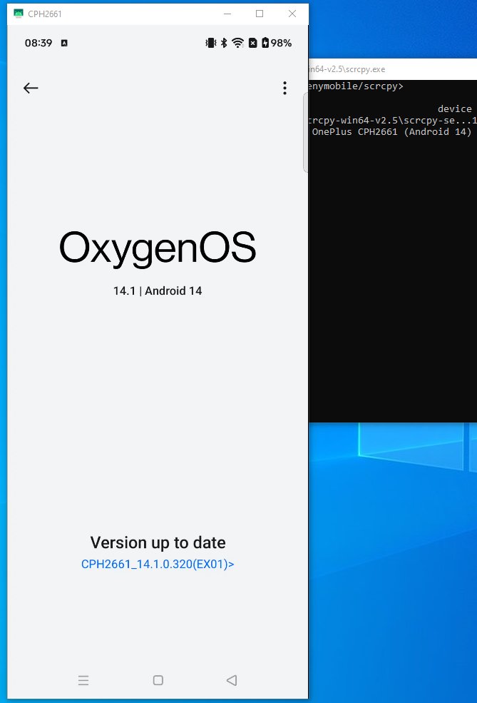 08_YZF_R1's tweet image. USB debbuging 自体は実機でonに出来るのでscrcpy経由でauthorizeしてPCからコントール可能

#OnePlus #Ace3V #Converted_to #Nord4 #Touchscreen #doesnotwork