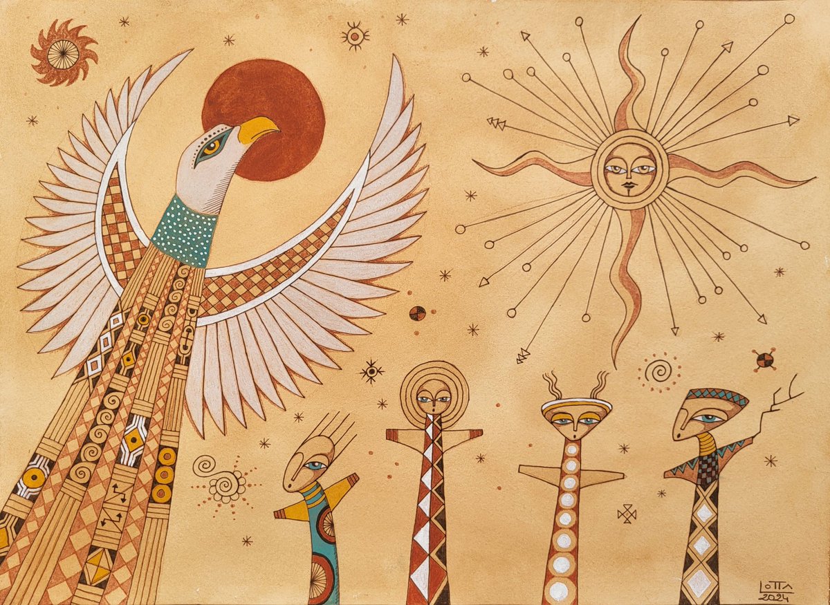 lottaskimo's tweet image. "Le rêve de l'aigle ". Techniques mixtes sur papier. 29,7cm x 42cm. 2024
#drawing #dessin