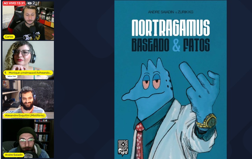 NickJoker's tweet photo. Ao vivo com a editora Mistifório, falando sobre a HQ jornalística  "Nortragamus: Baseado e Fatos que entrevista o rapper  Nortragamus
https://t.co/4Oq6BwJ2Ga https://t.co/bY2RKb6r1k