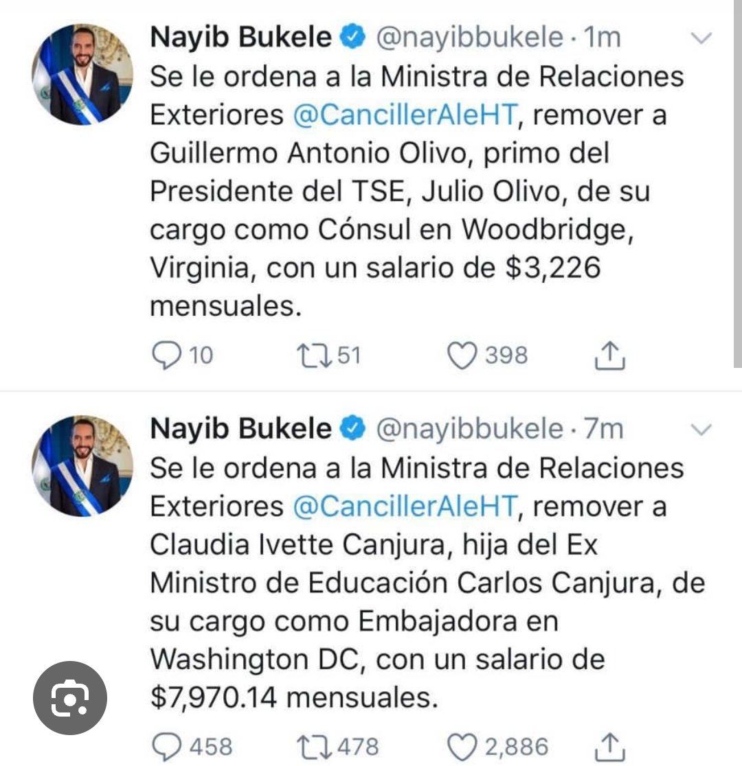 Aquí casual, esperando los tuit del "prezi" exponiendo los salarios y  ordenando despedir a familiares y amigos de funcionarios y miembros de su partido, tal cual hizo con los familiares de exfuncionarios del FMLN cuando 
llegó al poder.

A ver si hoy tuitea de igual manera😊