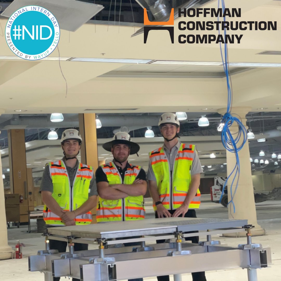 HoffmanCorp's tweet photo. These interns are at our newest Hi-Tech project in Sunnyvale, CA and we are so glad they're spending the summer with us. #NationalInternDay #NID https://t.co/0svPYkHaA4