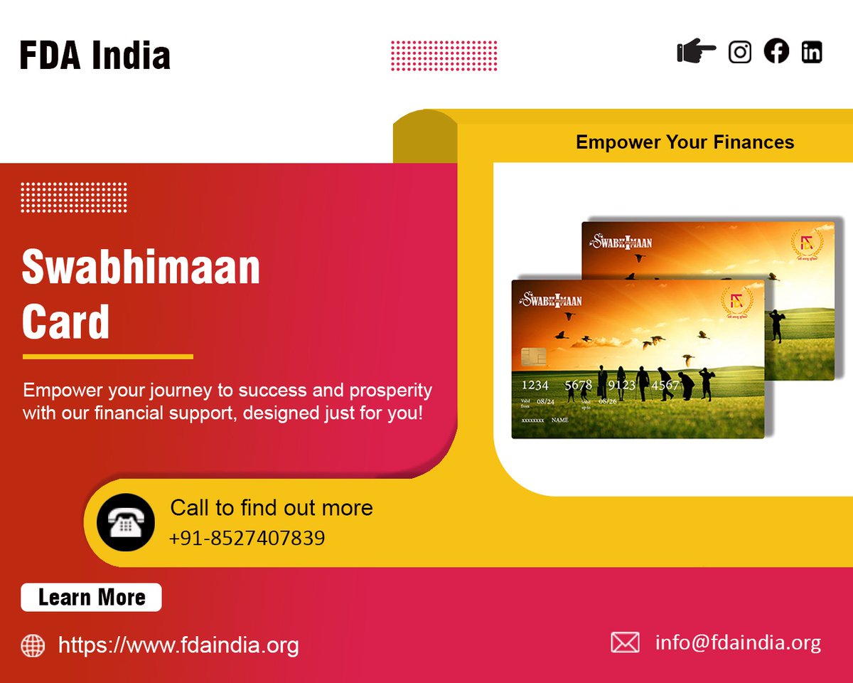 FdaIndia2024's tweet photo. Empower your success with our financial support. 💼
Contact us at:
🌐https://t.co/klYlFJ205o
☎️+91-8527407839
📩info@fdaindia.org
#fdaindia #swabhimaancard #financialservices #finances #expenses #financialsupport #FridayVibes https://t.co/lUrIXQxw6Q