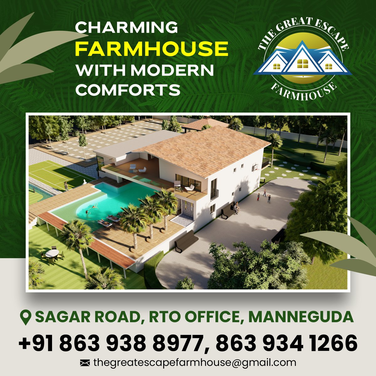 great_escape01's tweet image. Embracing the simple joys of country living this weekend at our peaceful farmhouse retreat🌿

#call: +91 8639388977
The Great Escape Farm House - Hyderabad

#thegreatescapefarmhouse #Manneguda #Hyderabad #events #weekendgetaway #farmhouselife #NatureRetreat #gettogether #parties