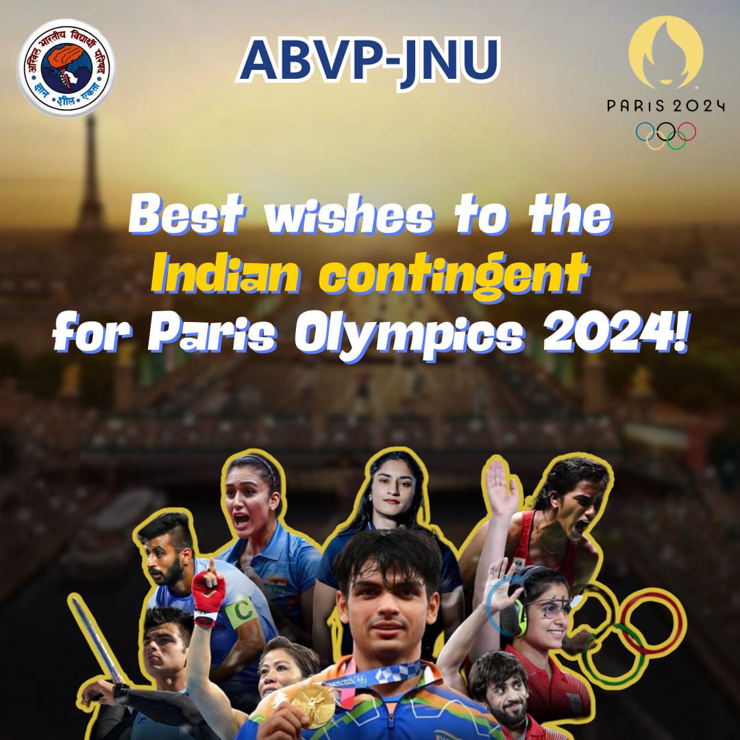 abvpjnu's tweet photo. "Best of Luck to the Indian Olympic Contingent for Paris Olympics 2024! From ABVP JNU – Proudly Supporting Our Athletes on the Global Stage."

Jai Hind 🇮🇳

#Paris2024 https://t.co/RwXVzrfq1R