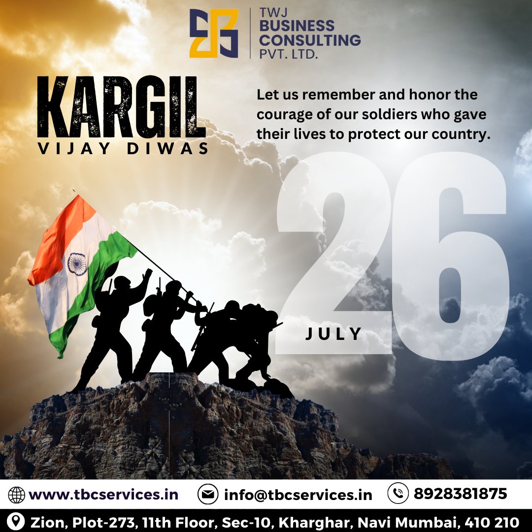 BusinessTwj's tweet photo. Remembering the valor and sacrifice of our heroes on Kargil Divas. Their courage on July 26th, 1999, inspires us every day.

#KargilDivas #KargilWar #IndianArmy #Bravery #Patriotism #SaluteOurSoldiers #HeroesOfKargil  #SecureFuture #Entrepreneurship #BuildYourDreams #EasyApproval https://t.co/0BGfDEvrsT