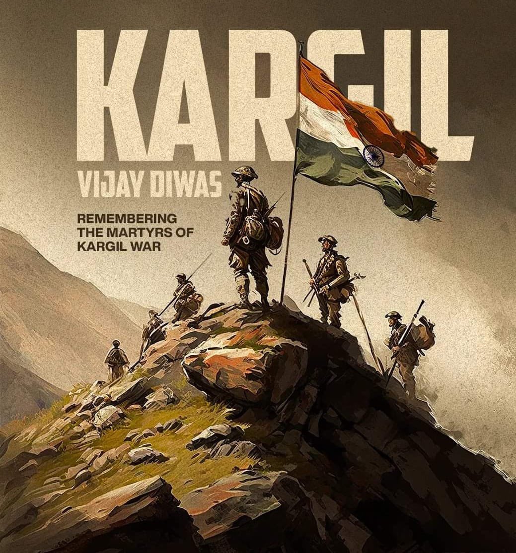 M_Lekhi's tweet photo. On the 25th anniversary of Kargil Vijay Diwas, we honor the courage and sacrifice of our soldiers. I salute all the veer jawans for their unwavering valor and determination to serve the motherland. Jai Hind!🇮🇳 https://t.co/c7jYVrQtZ1