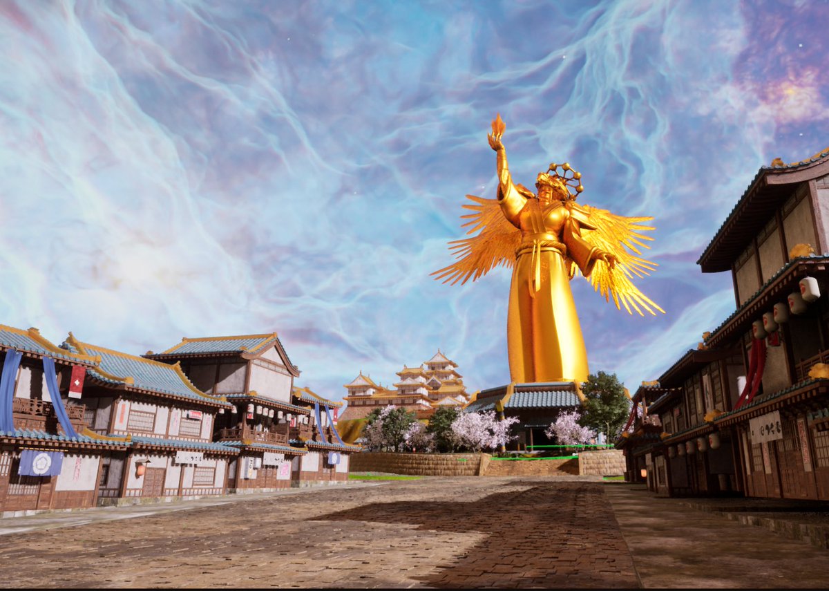 Berlin_AoG's tweet photo. If you wanna see how it looks when dragon samurais build a feudal Japan city  on a floating island in space, make sure to tune into our dev stream on July 31st at 10am ET. Two out of many topics:
- ownership of houses, shops, buildings
- dynamic questing https://t.co/5DwC0KBMMo