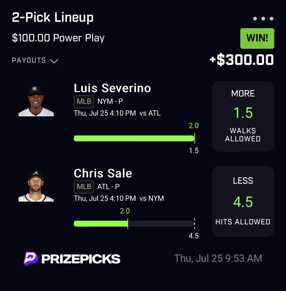 Magoo_Bets's tweet photo. Absolutely smashed MLB today, had two others slips miss by .5 ✅

Don’t forget to check out our discord to start smacking these plays with us! 

https://t.co/CXa6LZuYX0 https://t.co/joRCVPjbHx